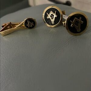 Gold and Black Masonic Cuff Links